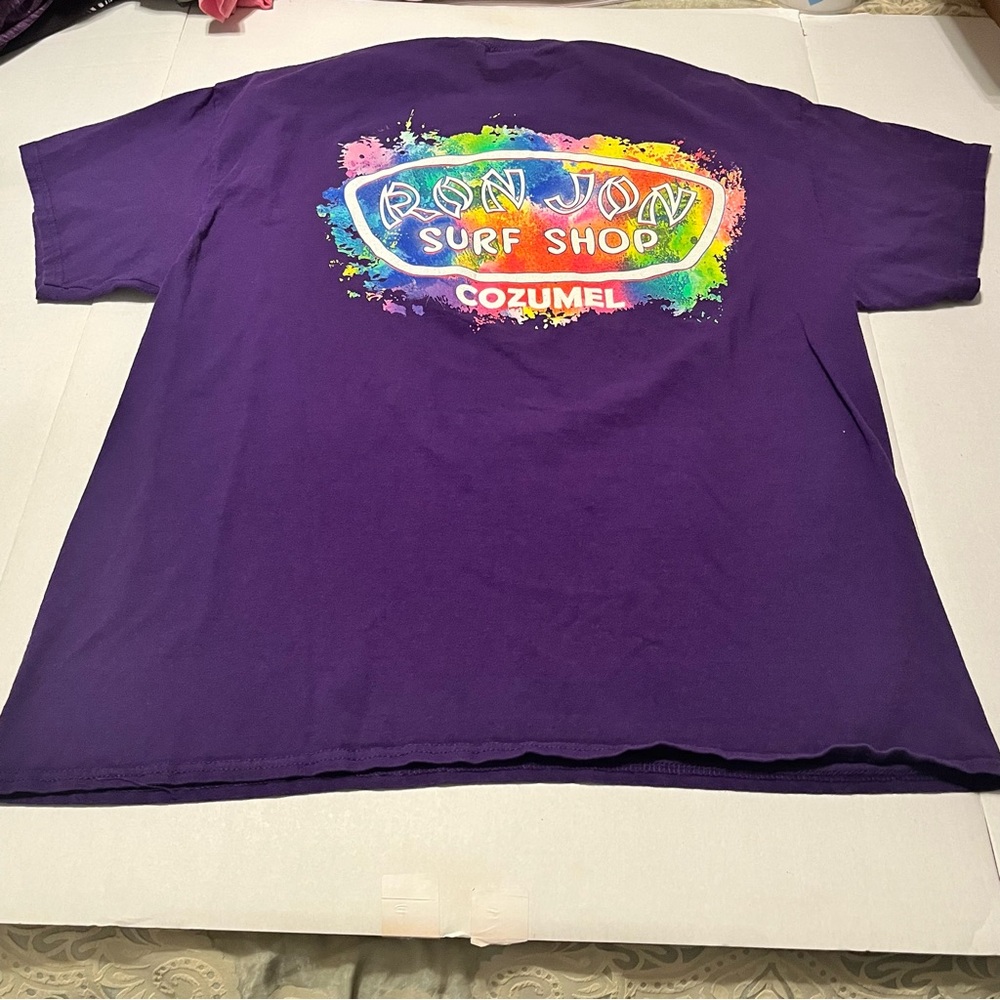 Ron‎ Jon Surf Shop Cozumel Mexico Mens Size XL Purple Short Sleeve Shirt *FLAW